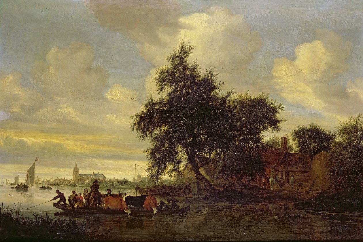Folyói táj komppal, 1633 (olaj) alkotó: Salomon van Ruisdael or Ruysdael