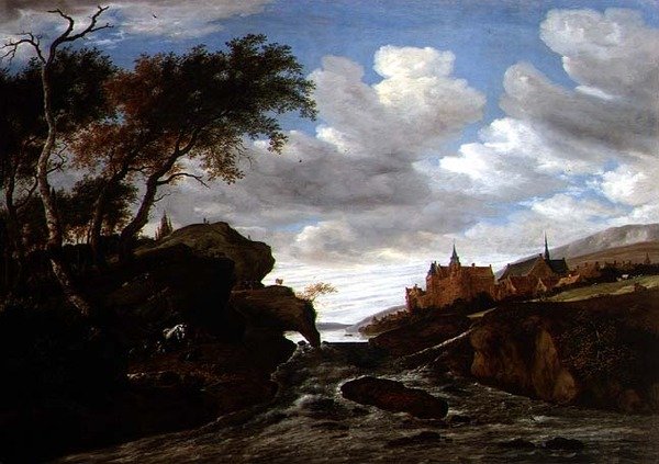Sziklás táj vízeséssel, 1665 alkotó: Salomon van Ruisdael or Ruysdael