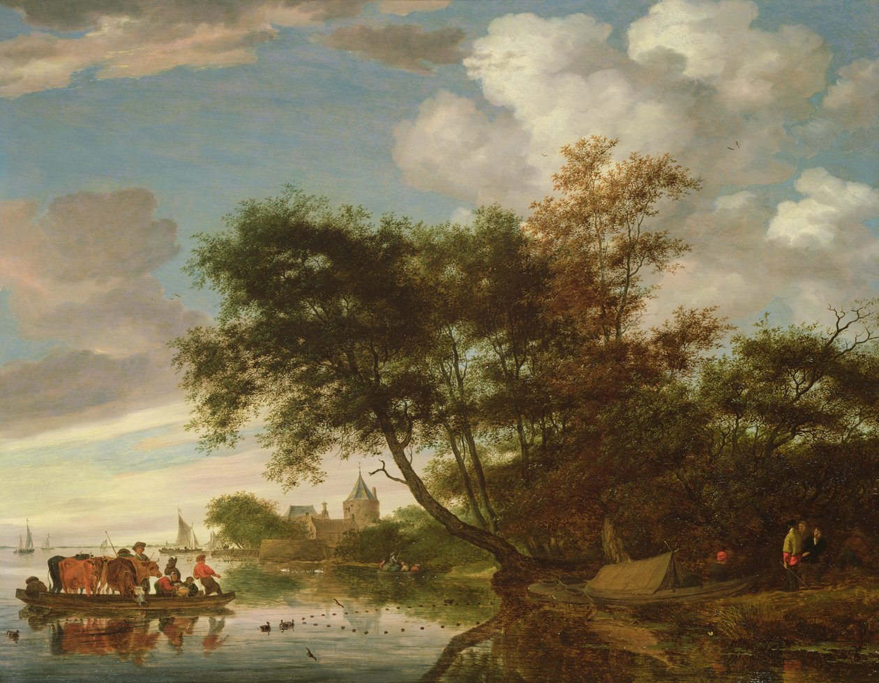 Vidéki folyó táj alkotó: Salomon van Ruisdael or Ruysdael