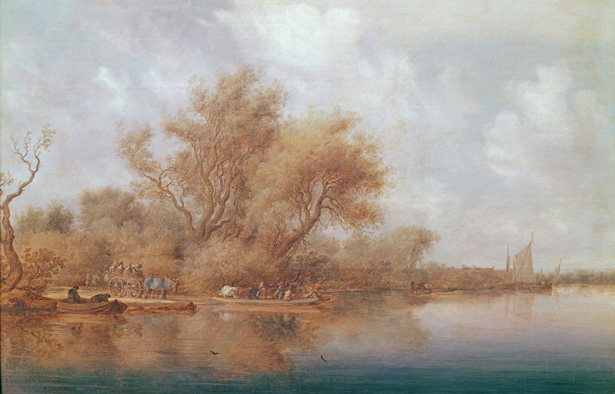 A kikötőszínpad, 1635 alkotó: Salomon van Ruisdael or Ruysdael