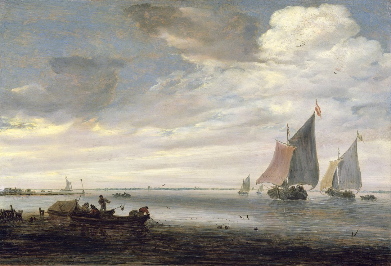 Wide Rivermouth csónakokkal, 1660 körül alkotó: Salomon van Ruisdael or Ruysdael