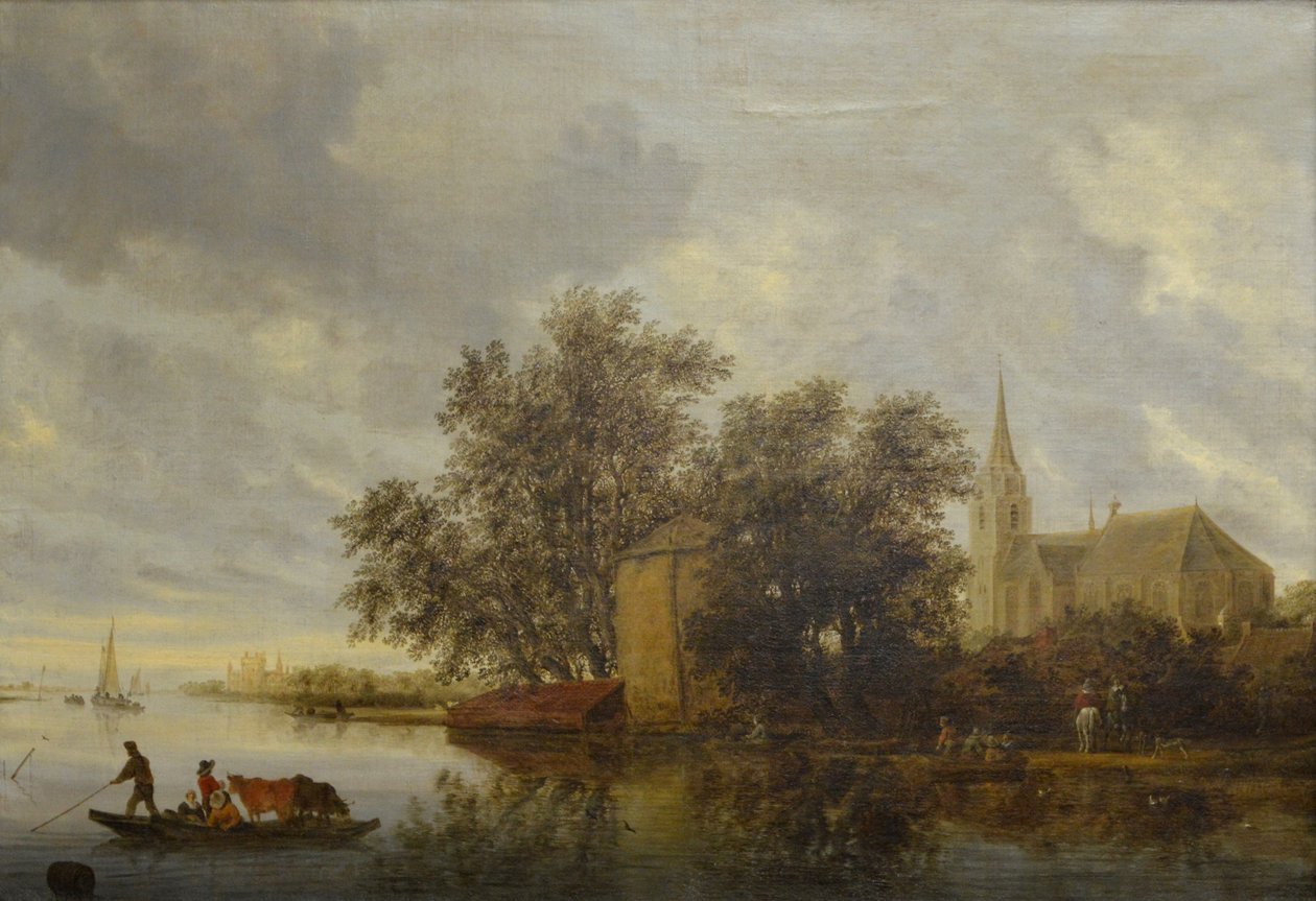 Folyóparti templom alkotó: Salomon van Ruisdael or Ruysdael
