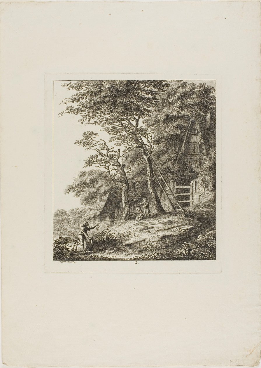 Gyermekes halászok, második tányér a Paysages Dédiés à M. Warelet című képből alkotó: Salomon Gessner