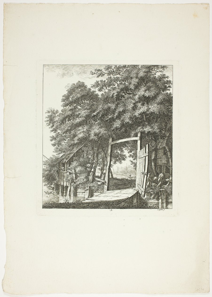 Horgászat az ablakból, harmadik lemez a Paysages Dédiés à M. Warelet című kötetből. alkotó: Salomon Gessner