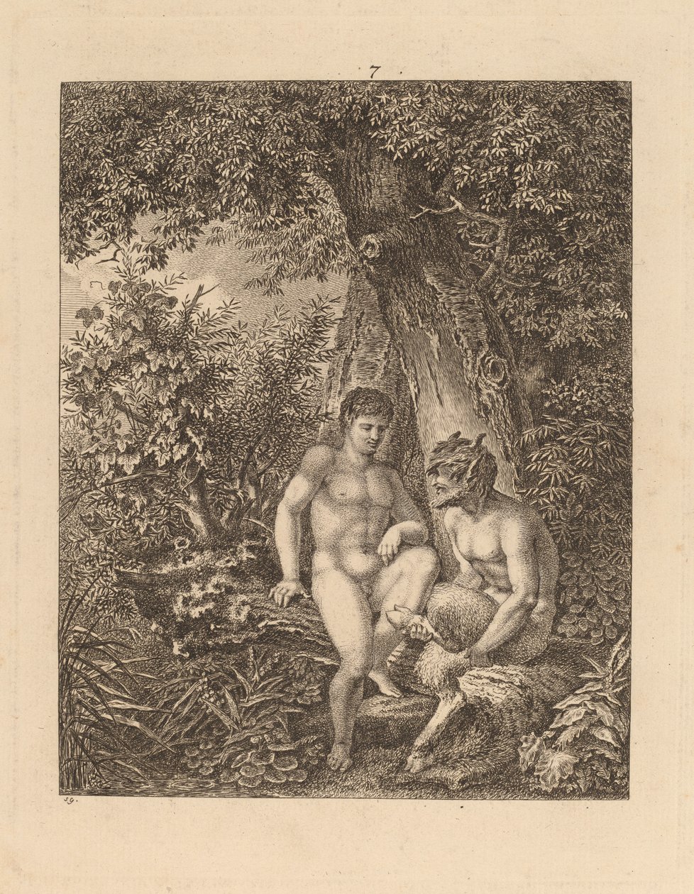 Két szatír egy erdőben, 1777. alkotó: Salomon Gessner