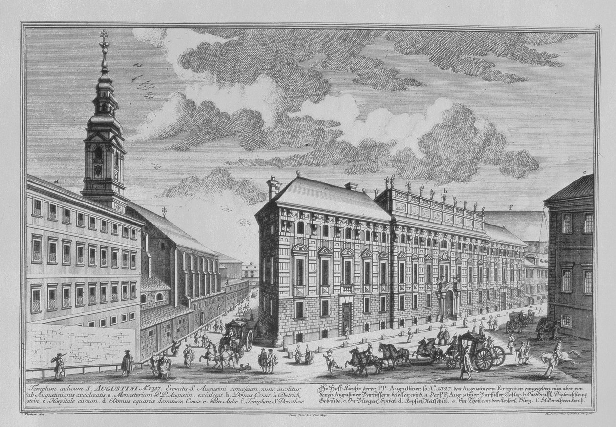 Kilátás a Dorotheergasse-ról, amelyen a Stallburg és a Dorotheum kolostortemplom látható Hieronymous Sperling (1695-1777) metszetében alkotó: Salomon Kleiner