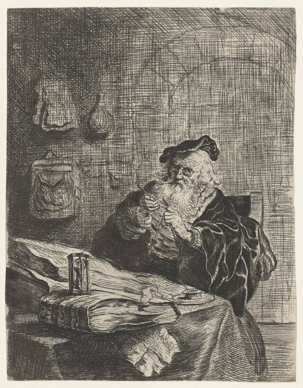 Férfi egy tollkéssel alkotó: Salomon Koninck (attributed to)