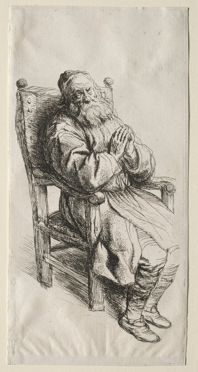 Egy öregember egy széken, imádkozik alkotó: Salomon Koninck