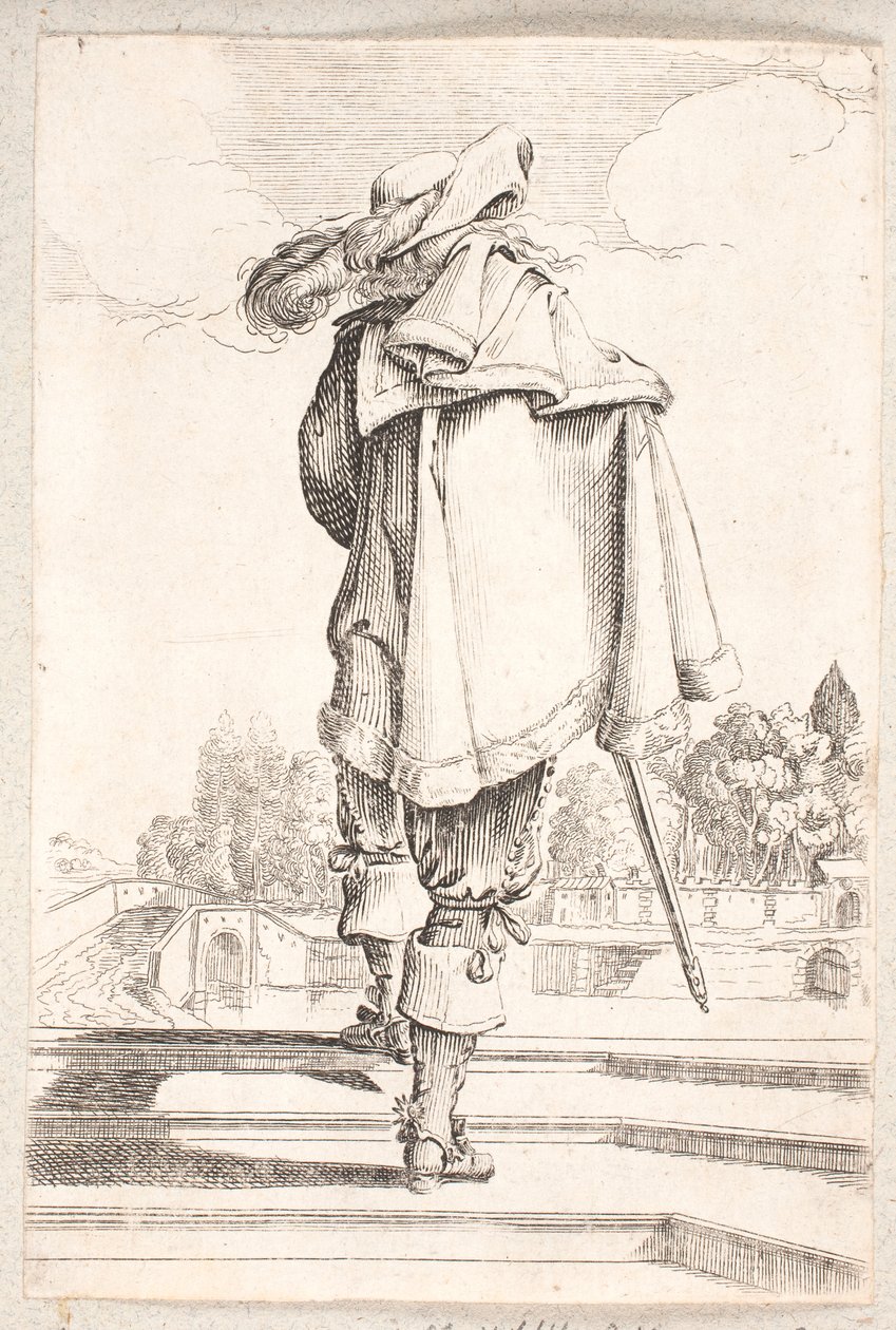 Férfi hátulról séta három lépcsőfokon alkotó: Salomon Savery