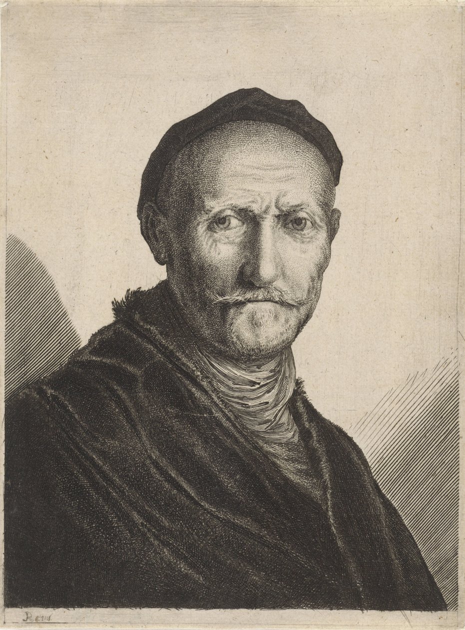 Portréja egy idős férfi svájcisapkával a fején alkotó: Salomon Savery