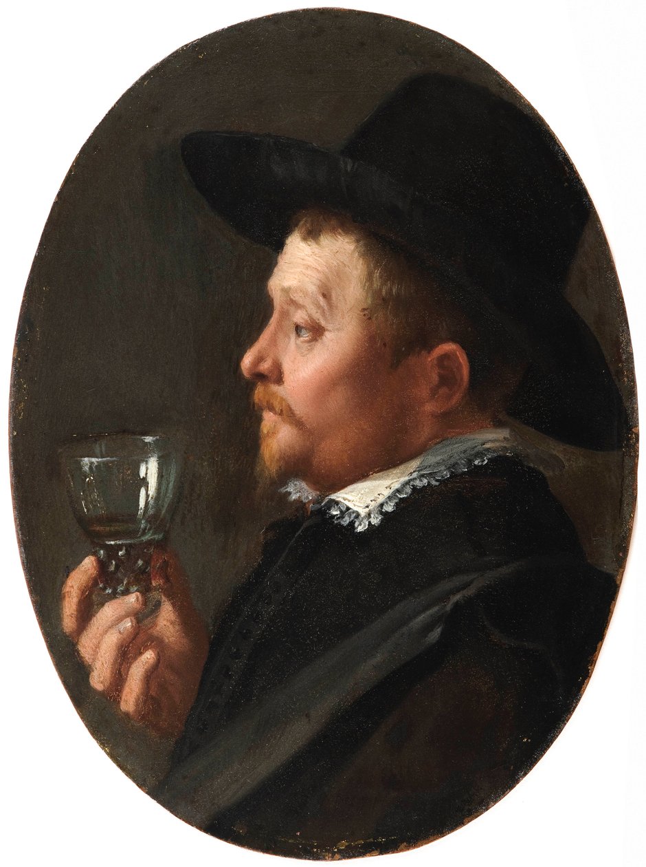 ""Ember portréja, aki egy Roemer-üveget tart"" (Man Holding A Roemer) Salomon de Bray (1597-1664) Olaj, réz festménye alkotó: Salomon de Bray