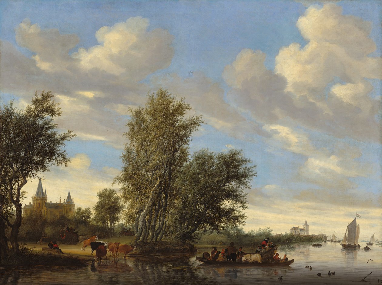 Folyói táj komppal alkotó: Salomon van Ruisdael or Ruysdael