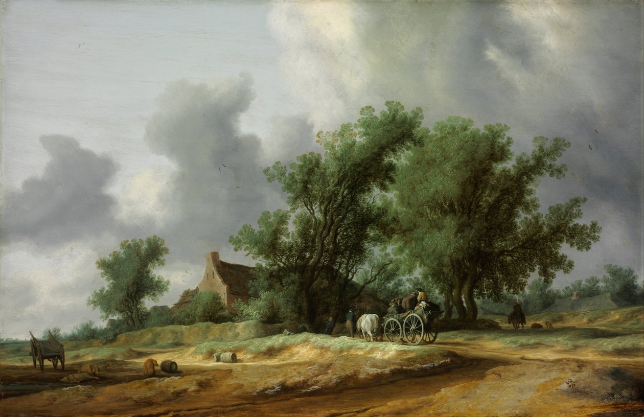 Út a dűnékben kocsival alkotó: Salomon van Ruisdael or Ruysdael