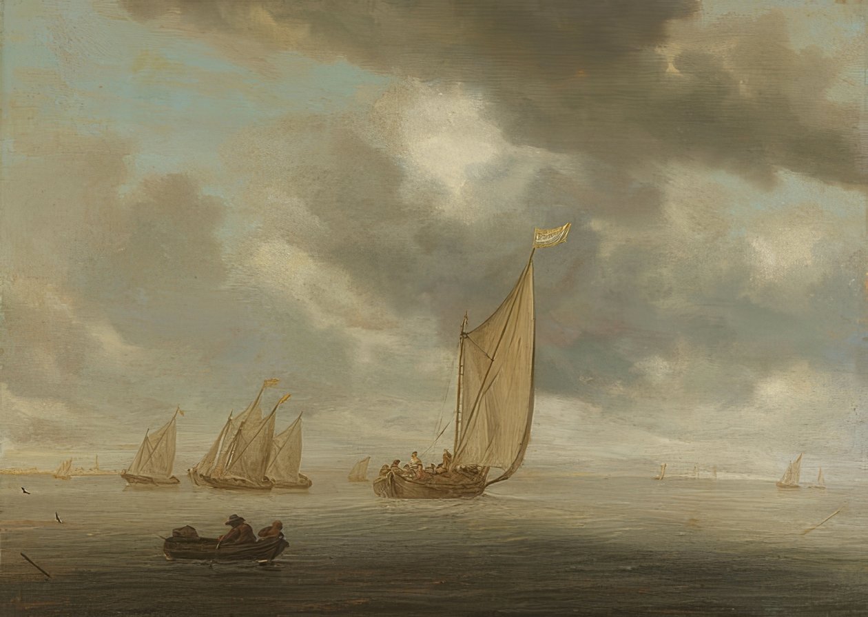 Vitorlás hajók belvízi úton alkotó: Salomon van Ruisdael or Ruysdael