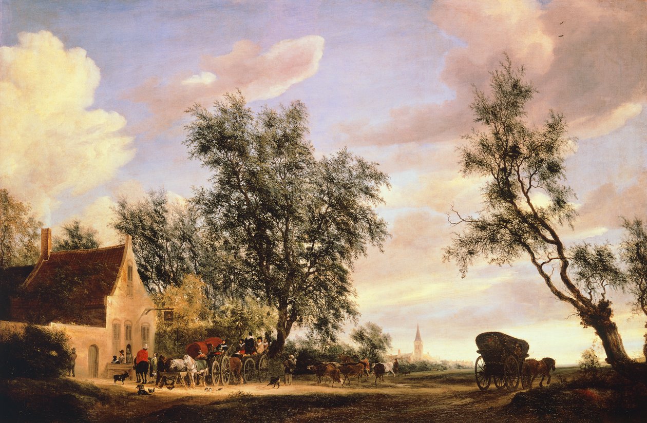 White Swan Inn, Salomon van Ruysdael (körülbelül 1602-1670) alkotó: Salomon van Ruisdael or Ruysdael