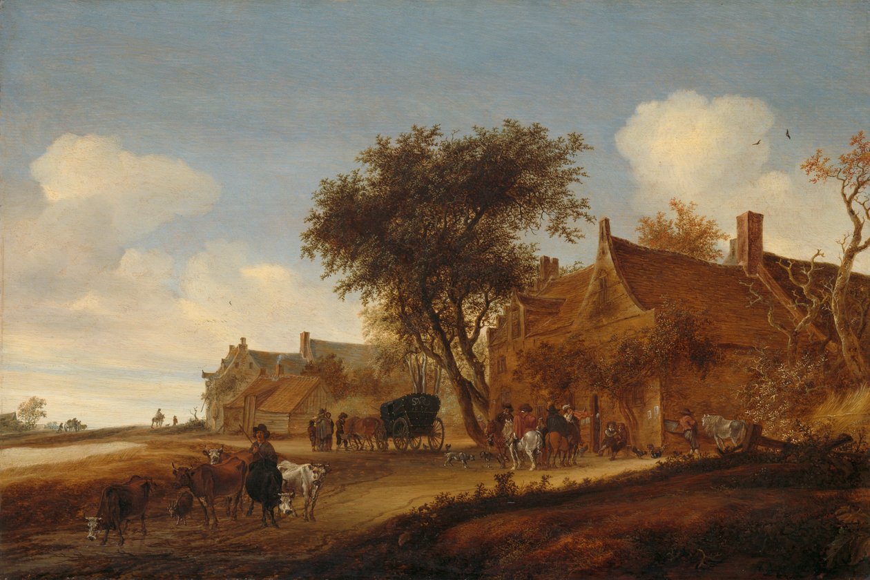 Falusi fogadó postakocsival alkotó: Salomon van Ruysdael