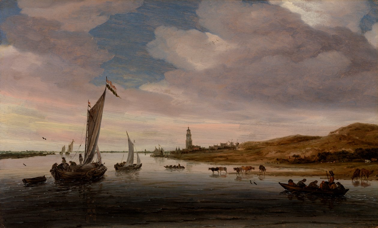 Rajna folyó kilátás Rhenen közelében alkotó: Salomon van Ruysdael
