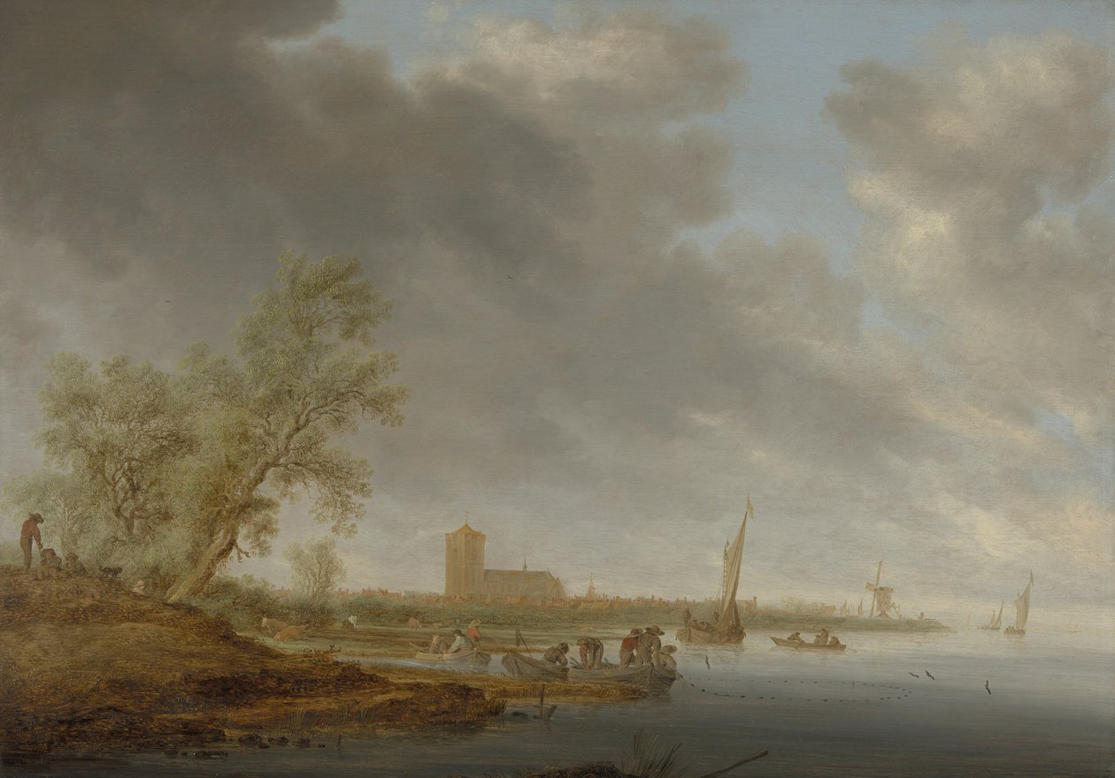 Folyói táj, kilátással Naardenre alkotó: Salomon van Ruysdael