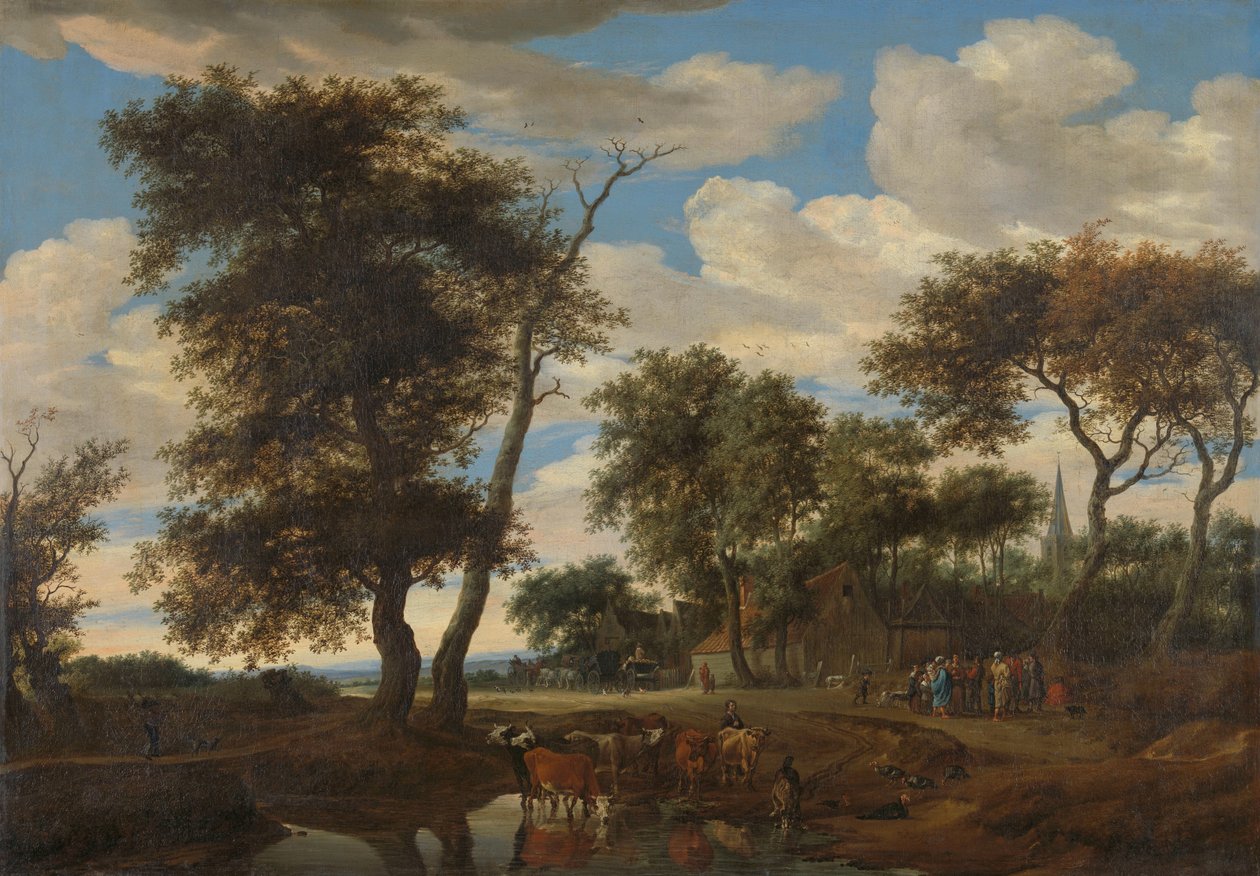 Kilátás egy falura alkotó: Salomon van Ruysdael