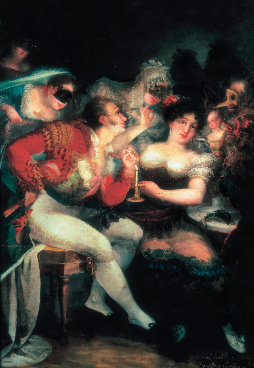 Egy kávézó a karnevál idején, részlet, c. 1824-25 (olaj, vászon) alkotó: Salvador Mayol