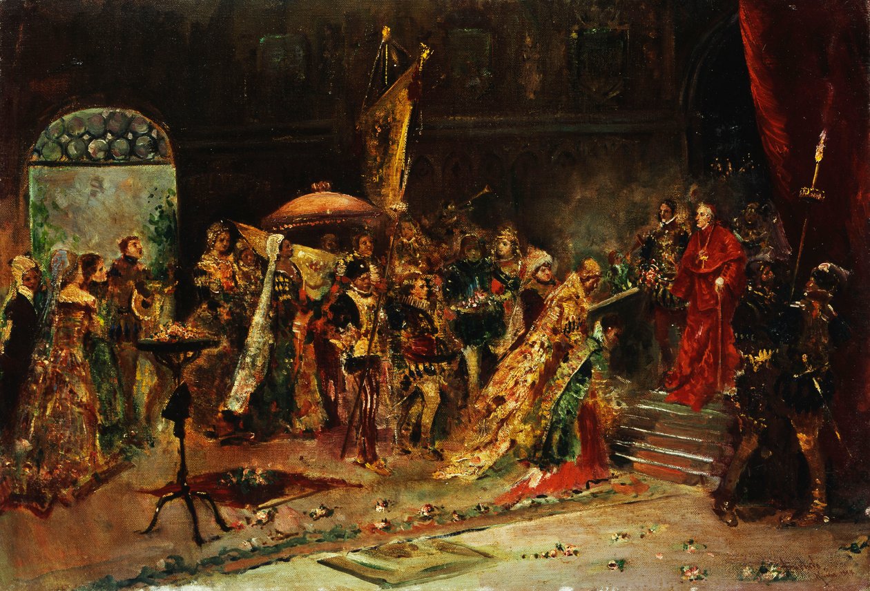 Bemutató a bíborosnak, 1877 alkotó: Salvador Sanchez Barbudo