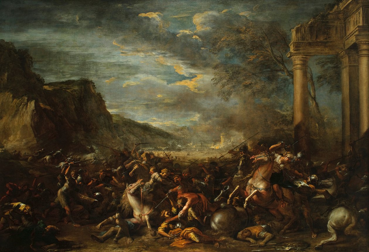 Lovassági csata alkotó: Salvator Rosa