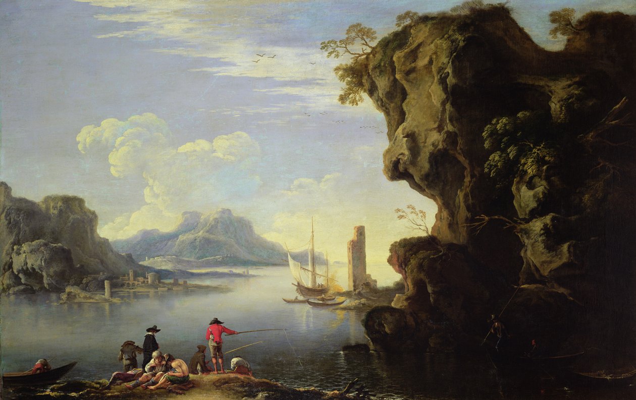 Tengerparti jelenet halászokkal alkotó: Salvator Rosa