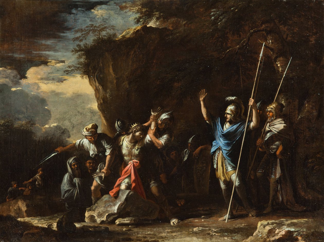 Jelenet a görög történelemből- Croesus király süketnéma fia megakadályozza, hogy a perzsák megöljék a ... alkotó: Salvator Rosa