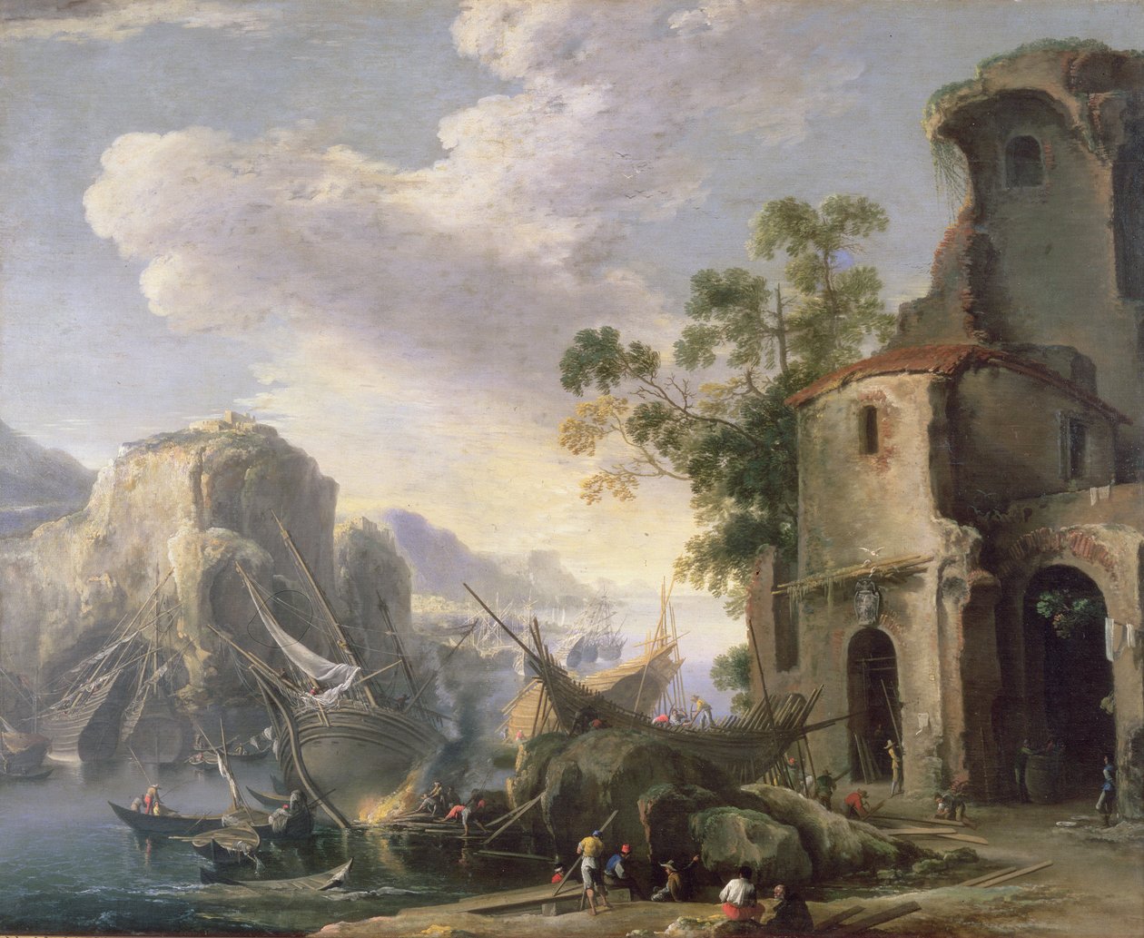 Kilátás egy öbölre alkotó: Salvator Rosa