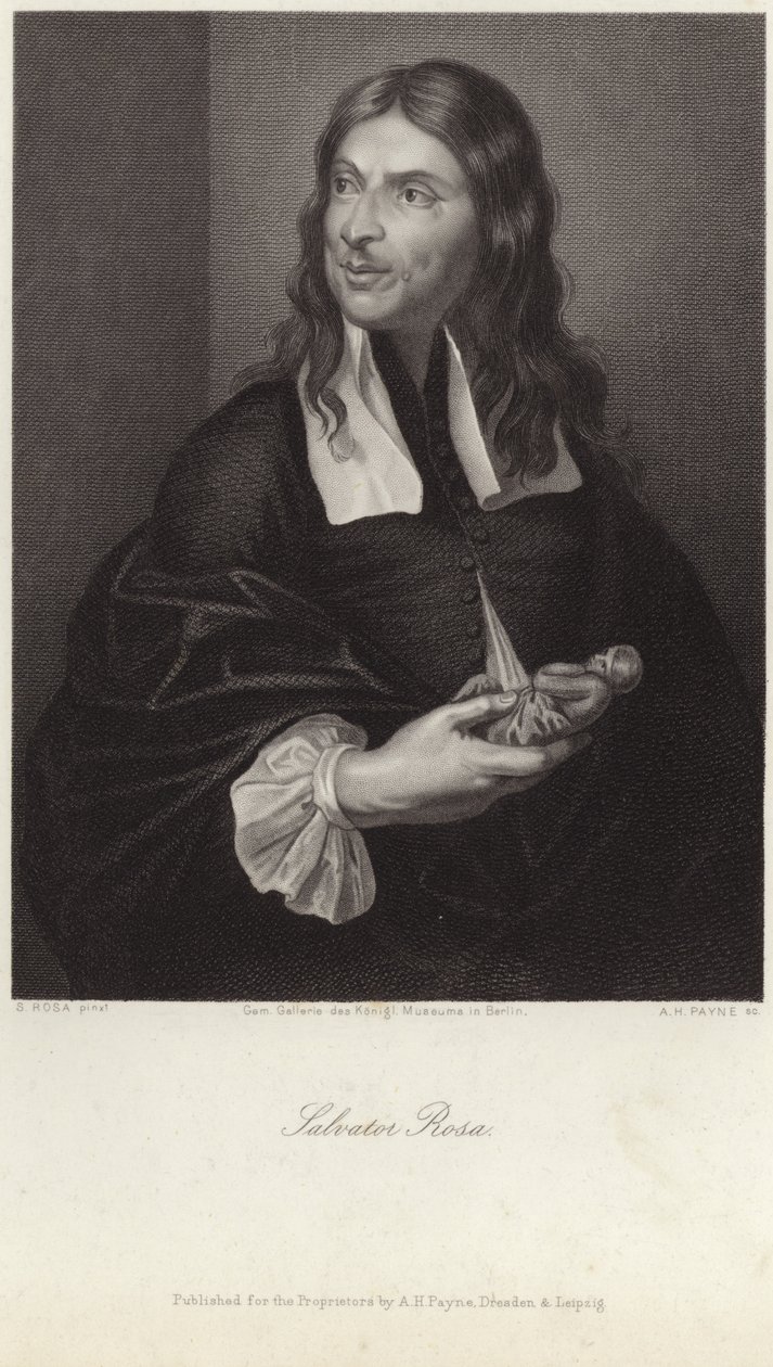 Salvator Rosa portréja (metszet) alkotó: Salvator (after) Rosa