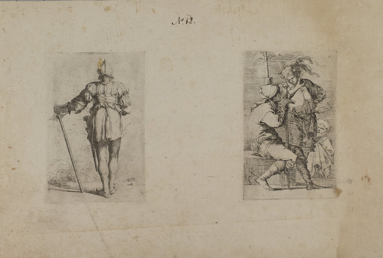 (Figurasorozat) Sisakos férfi hátulja, állva alkotó: Salvator Rosa