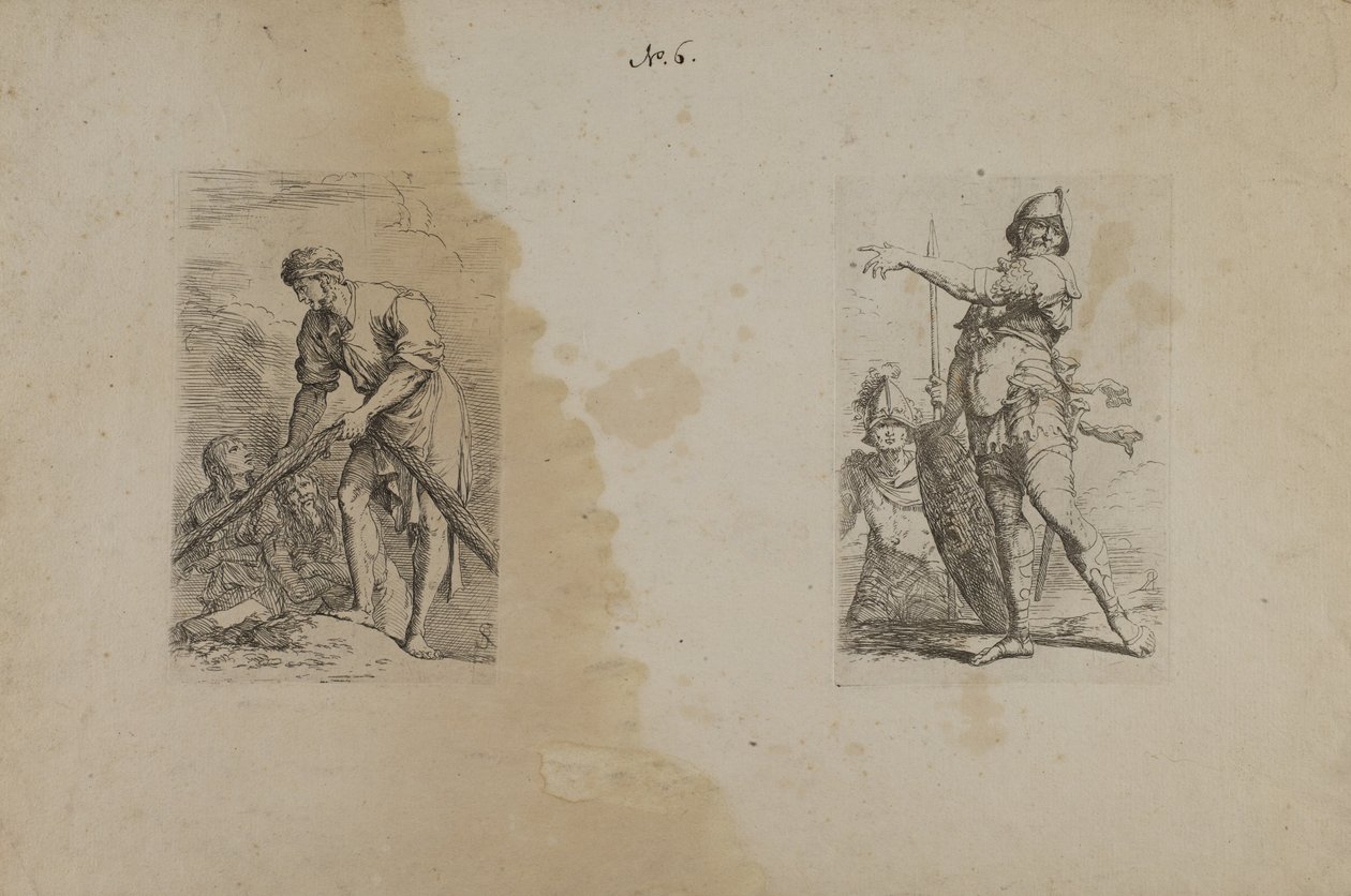 (figura sorozat) Nehéz kötelet tartó férfi alkotó: Salvator Rosa