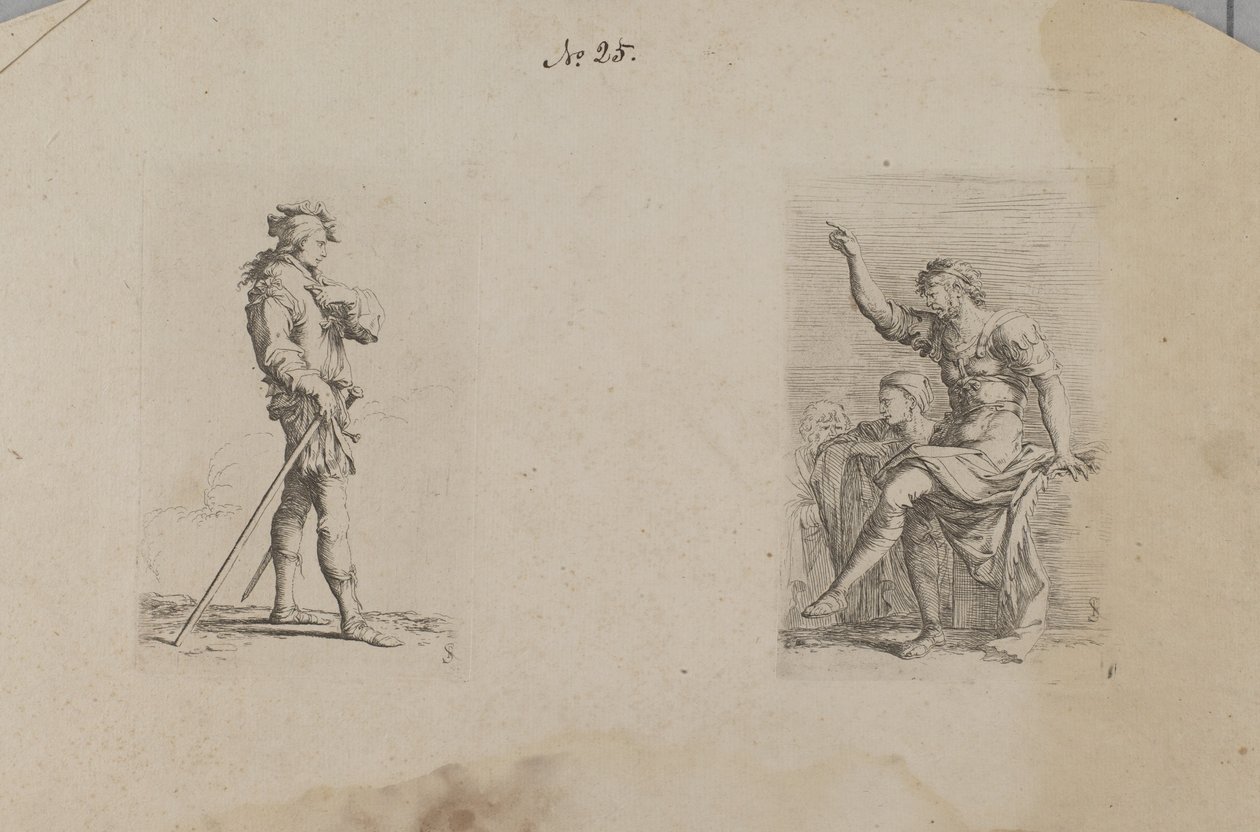 (Figurasorozat) Férfi karral a mellkas magasságában alkotó: Salvator Rosa