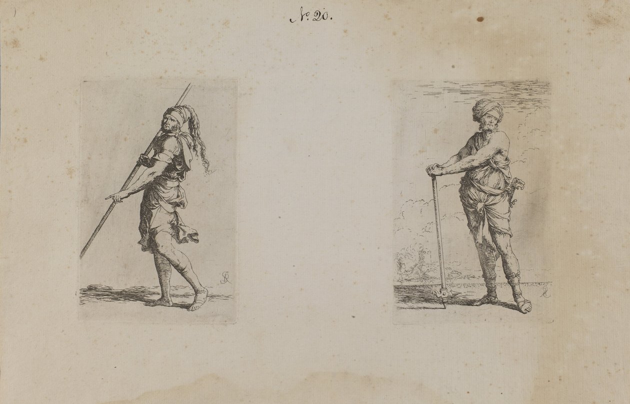 (Figurasorozat) Férfi tollas kalappal, oldalnézetből alkotó: Salvator Rosa