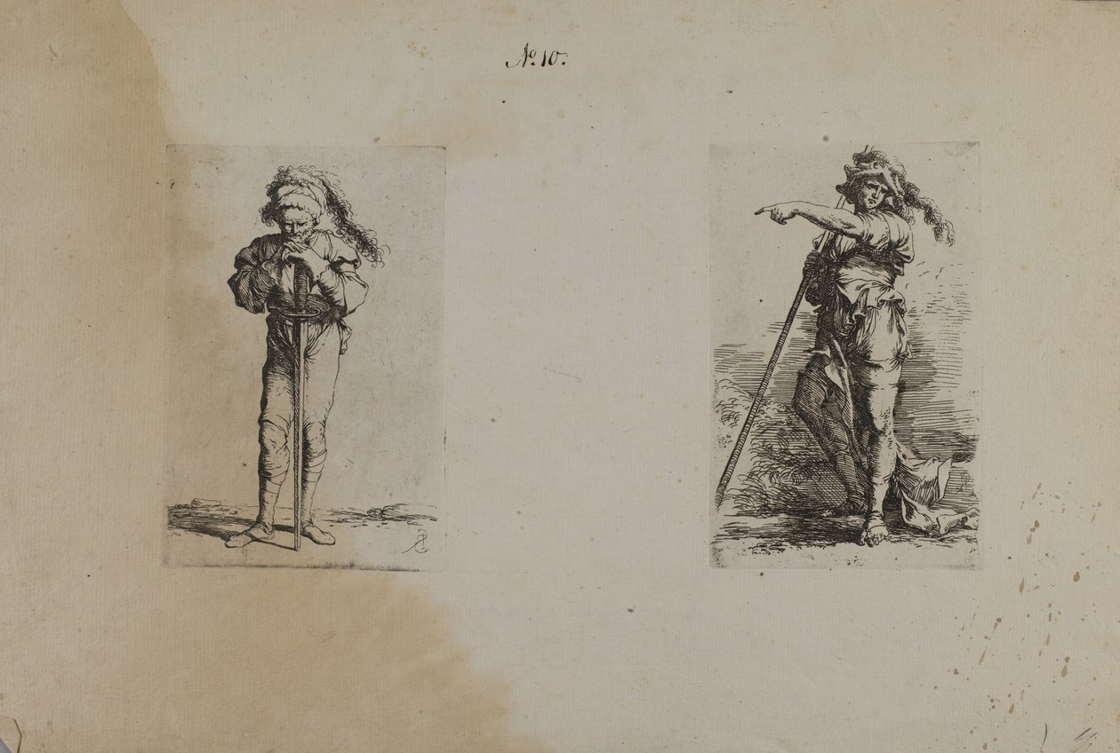 (Figurasorozat) Öregember tollas kalappal, pihenő kezekkel alkotó: Salvator Rosa