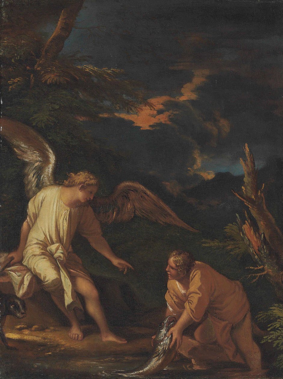 Salvator Rosának tulajdonítva - Tóbiás és az angyal alkotó: Salvator Rosa