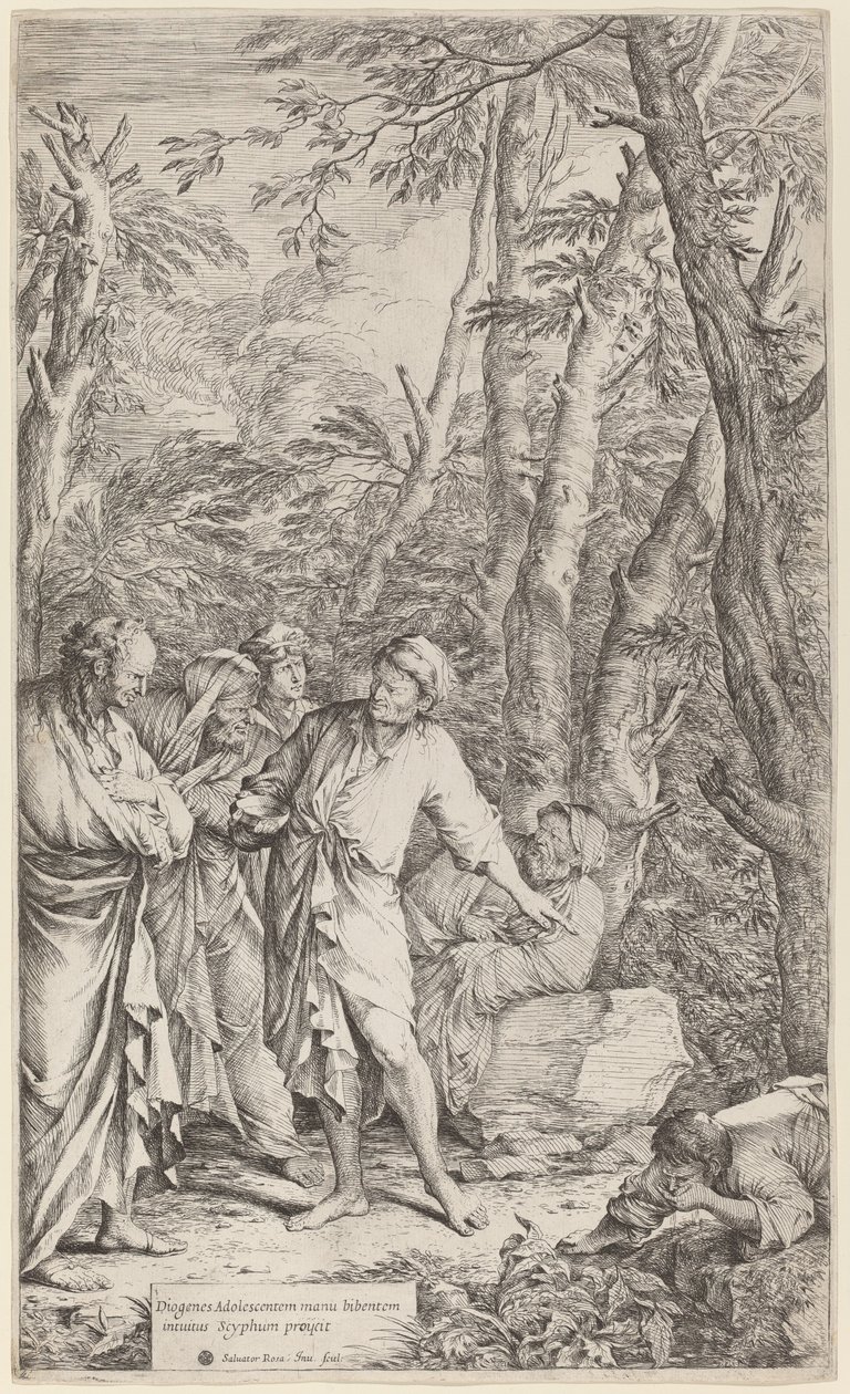 Diogenes eldobja a tálját alkotó: Salvator Rosa