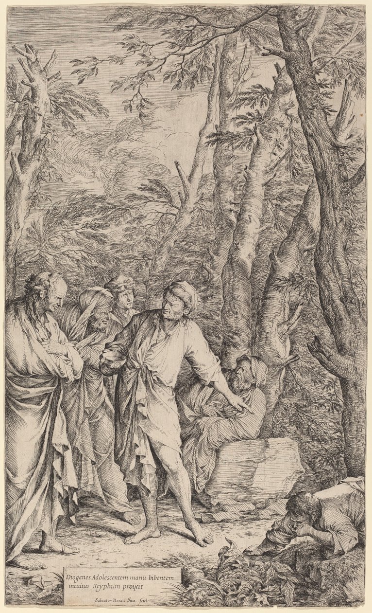 Diogenes eldobja a tálját alkotó: Salvator Rosa