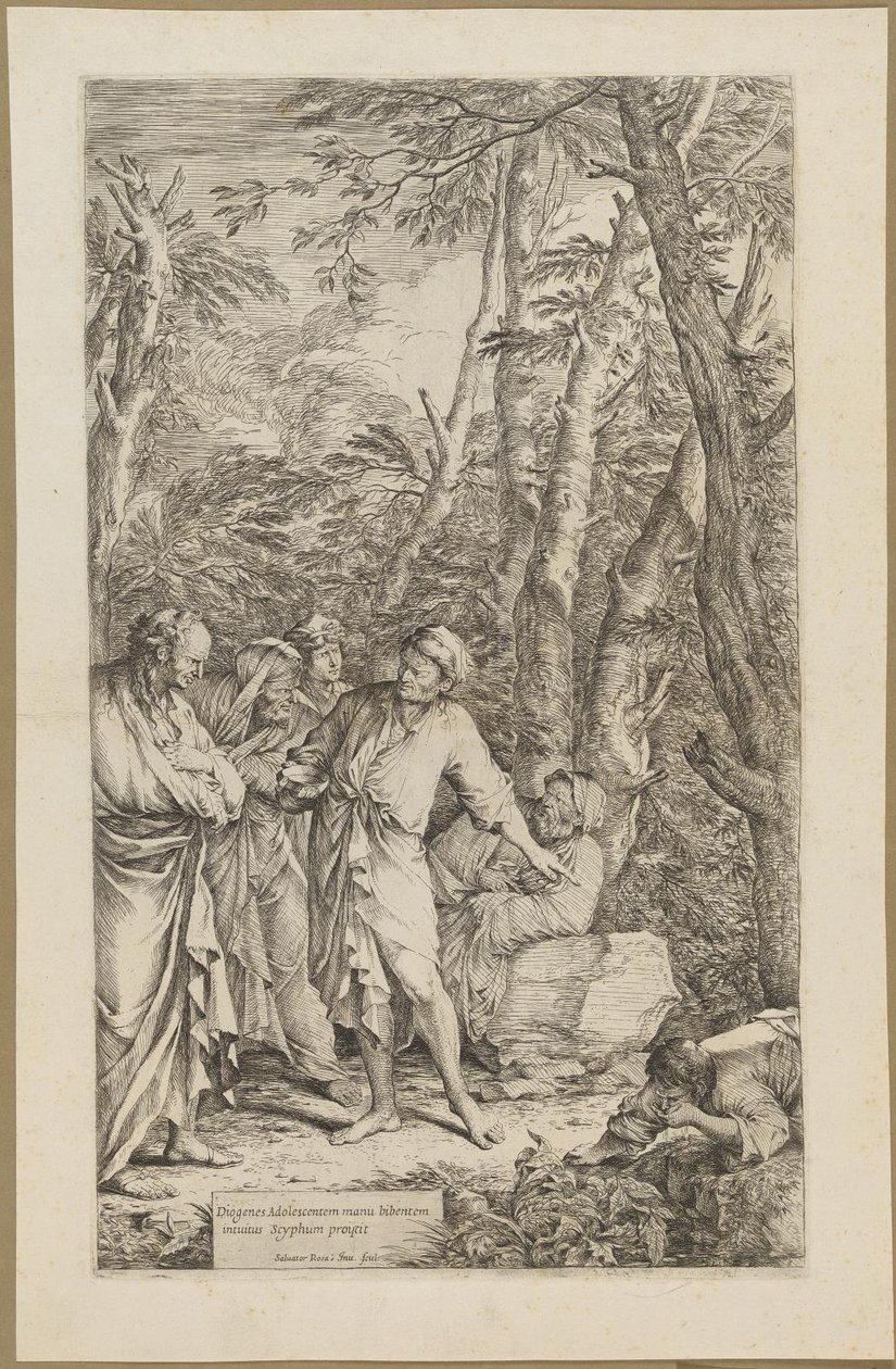 Diogenes eldobta a tálat alkotó: Salvator Rosa
