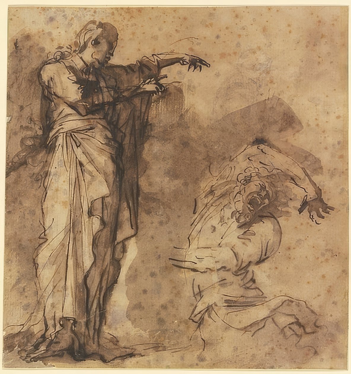 Tervezés Krisztusnak, aki meggyógyít egy megszállott embert alkotó: Salvator Rosa