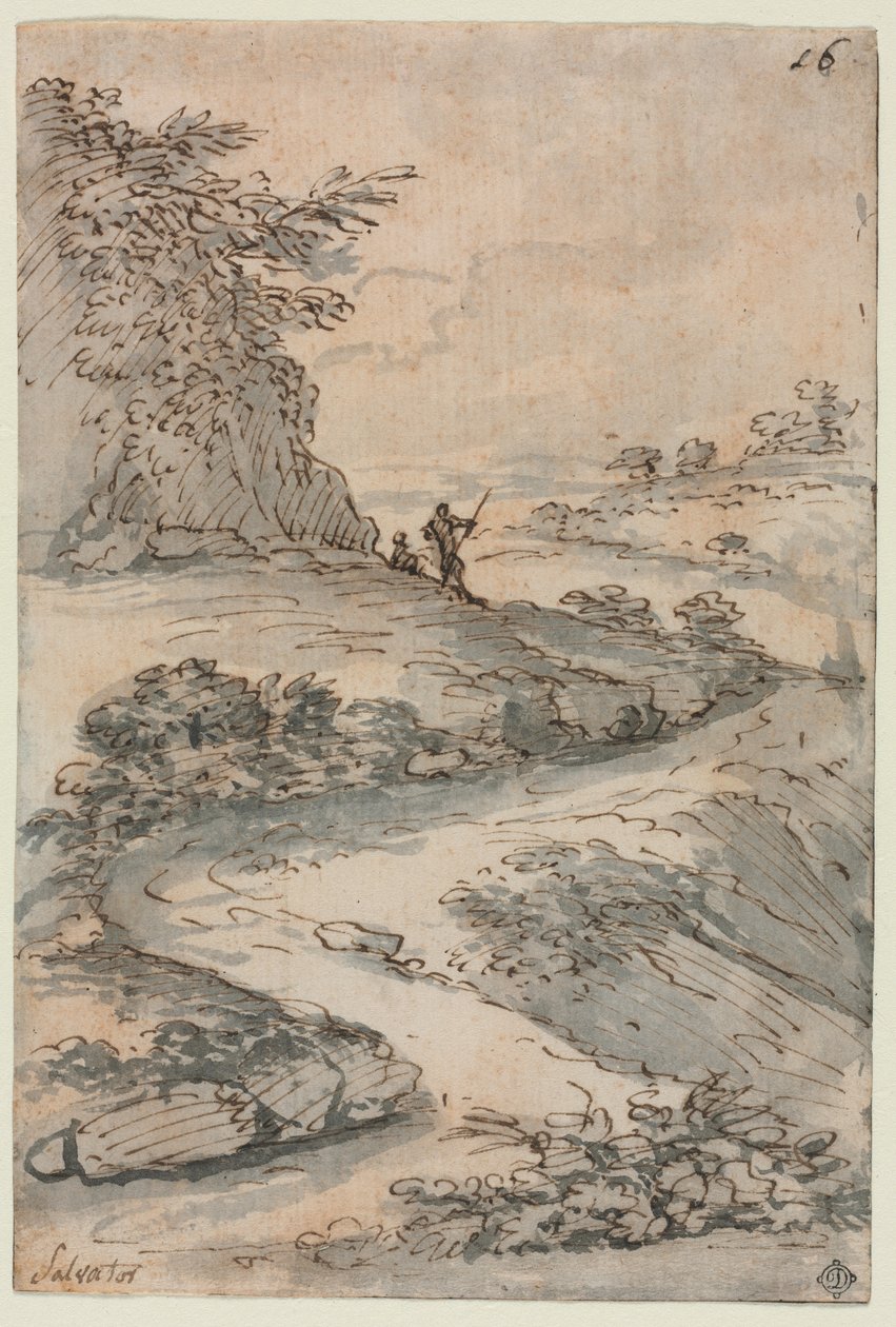 Figurák egy kanyargós úton alkotó: Salvator Rosa