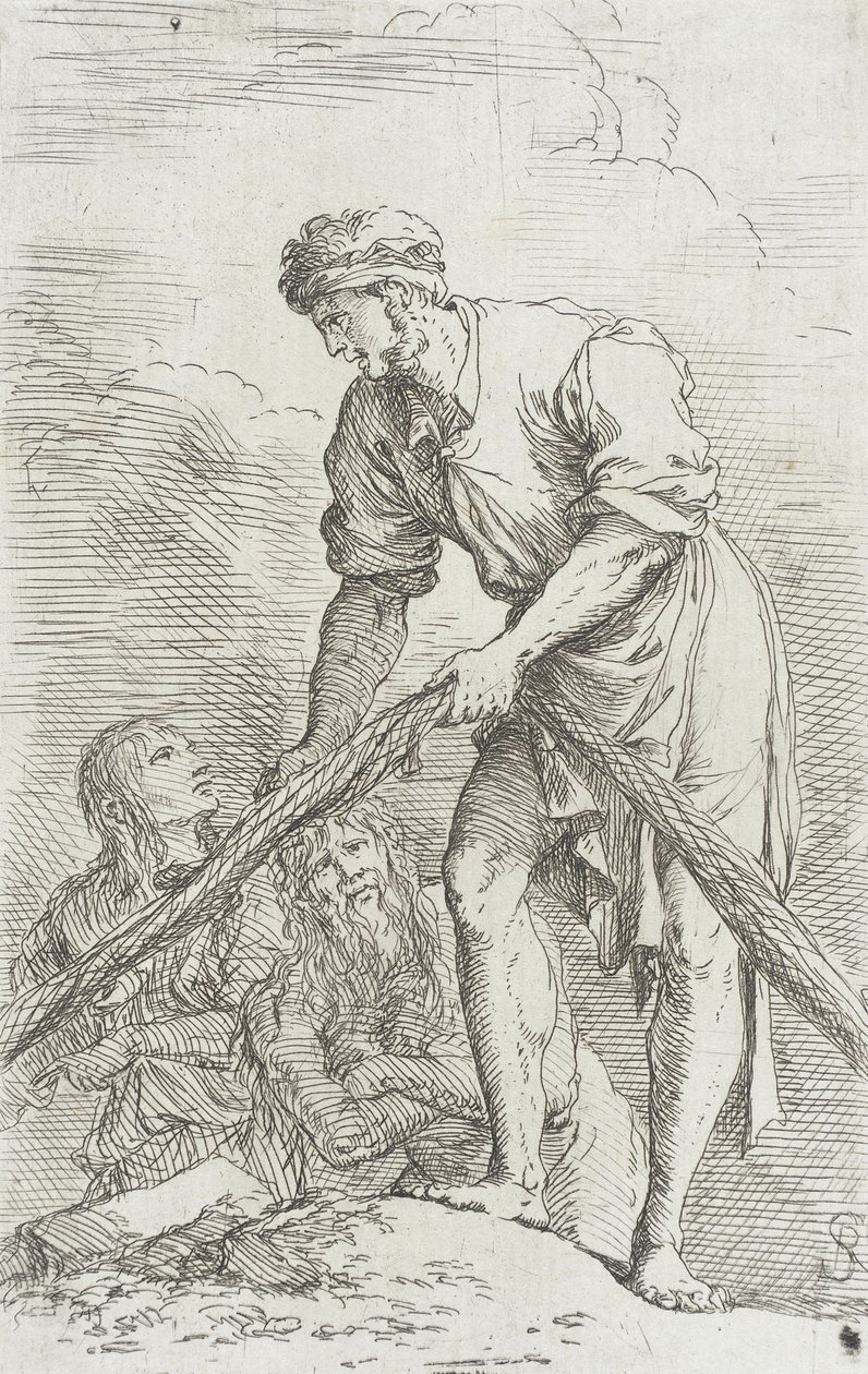 Szobrocska: Hálót húzó férfi alkotó: Salvator Rosa