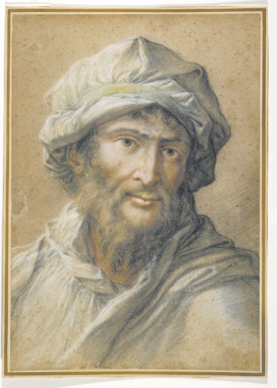 Egy turbánt viselő szakállas férfi feje alkotó: Salvator Rosa