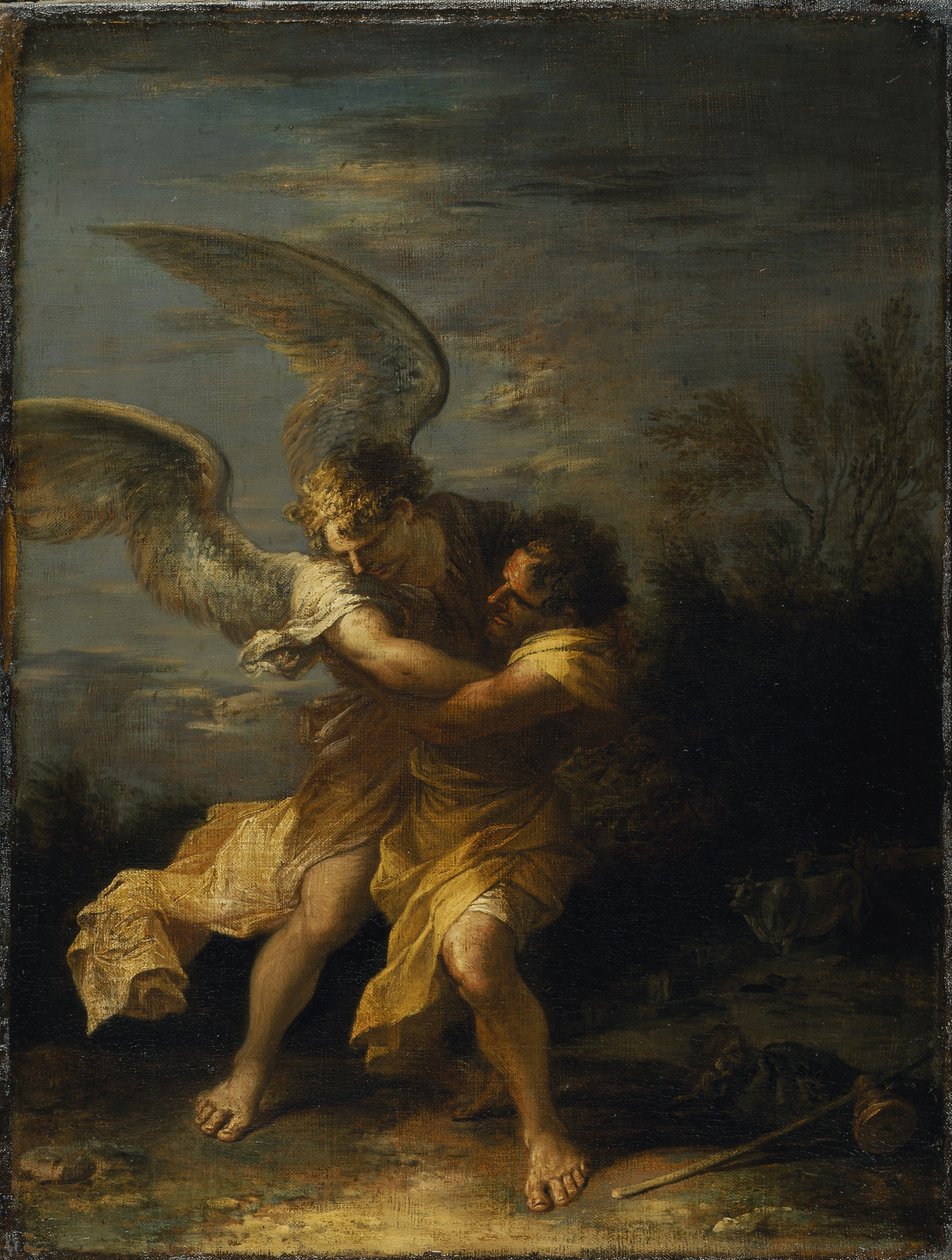 Jákob birkózik az angyallal (olaj, vászon) alkotó: Salvator Rosa