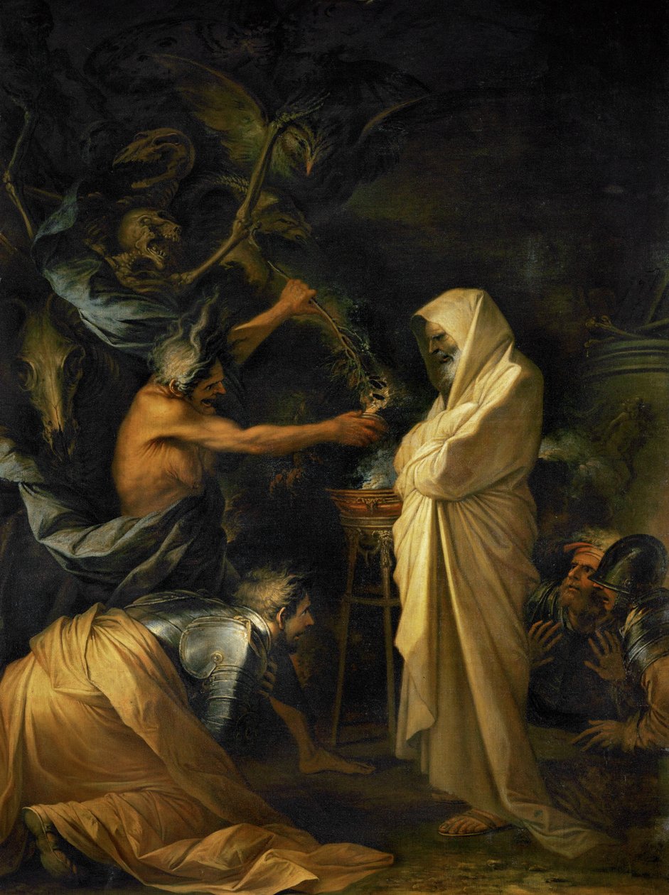 Sámuel árnyéka, amint Saulnak megjelenik az endori pitonban ... alkotó: Salvator Rosa