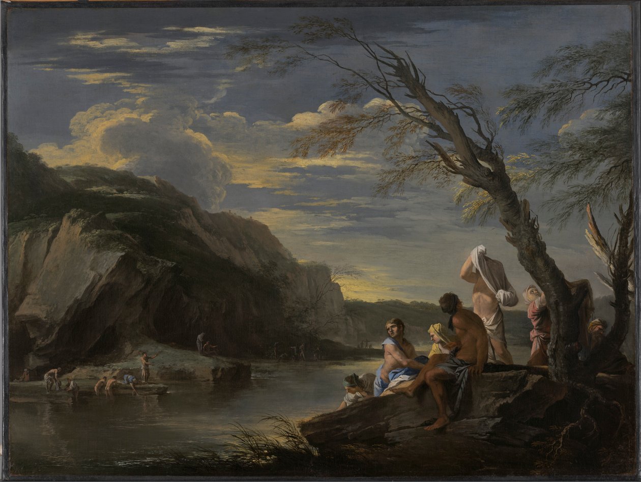 Táj fürdőzőkkel alkotó: Salvator Rosa