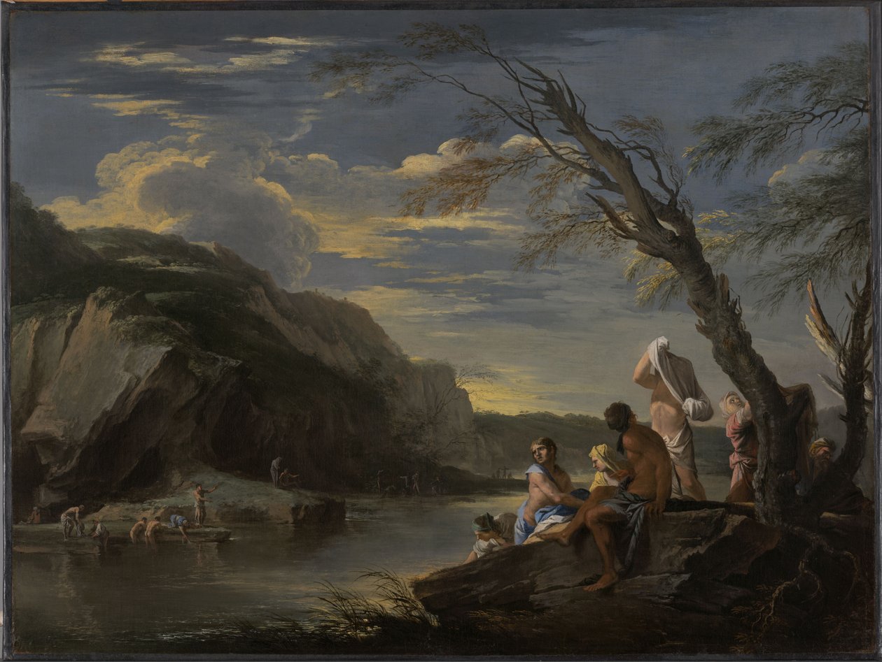Táj fürdőzőkkel alkotó: Salvator Rosa