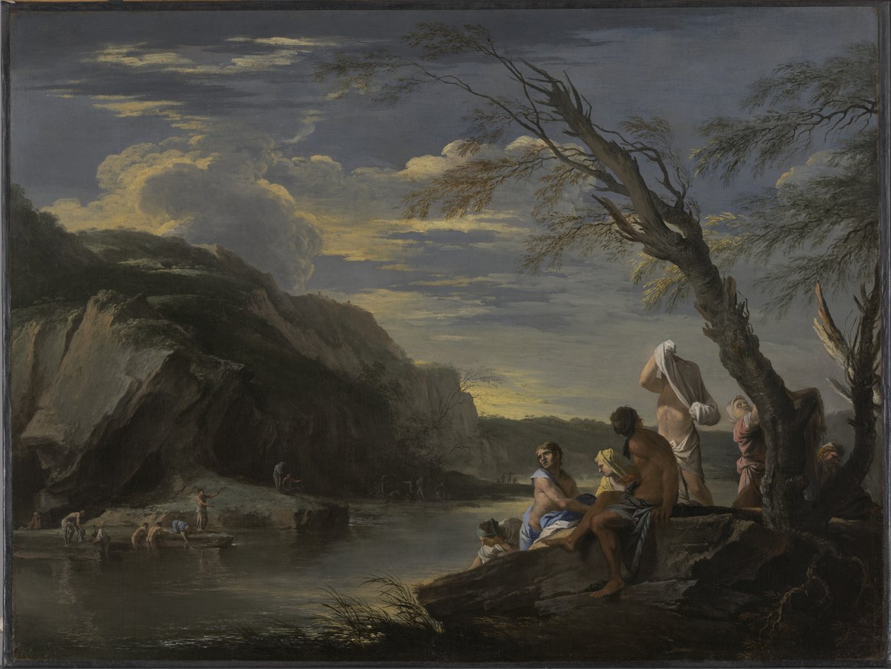 Táj fürdőzőkkel, 1660 körül alkotó: Salvator Rosa