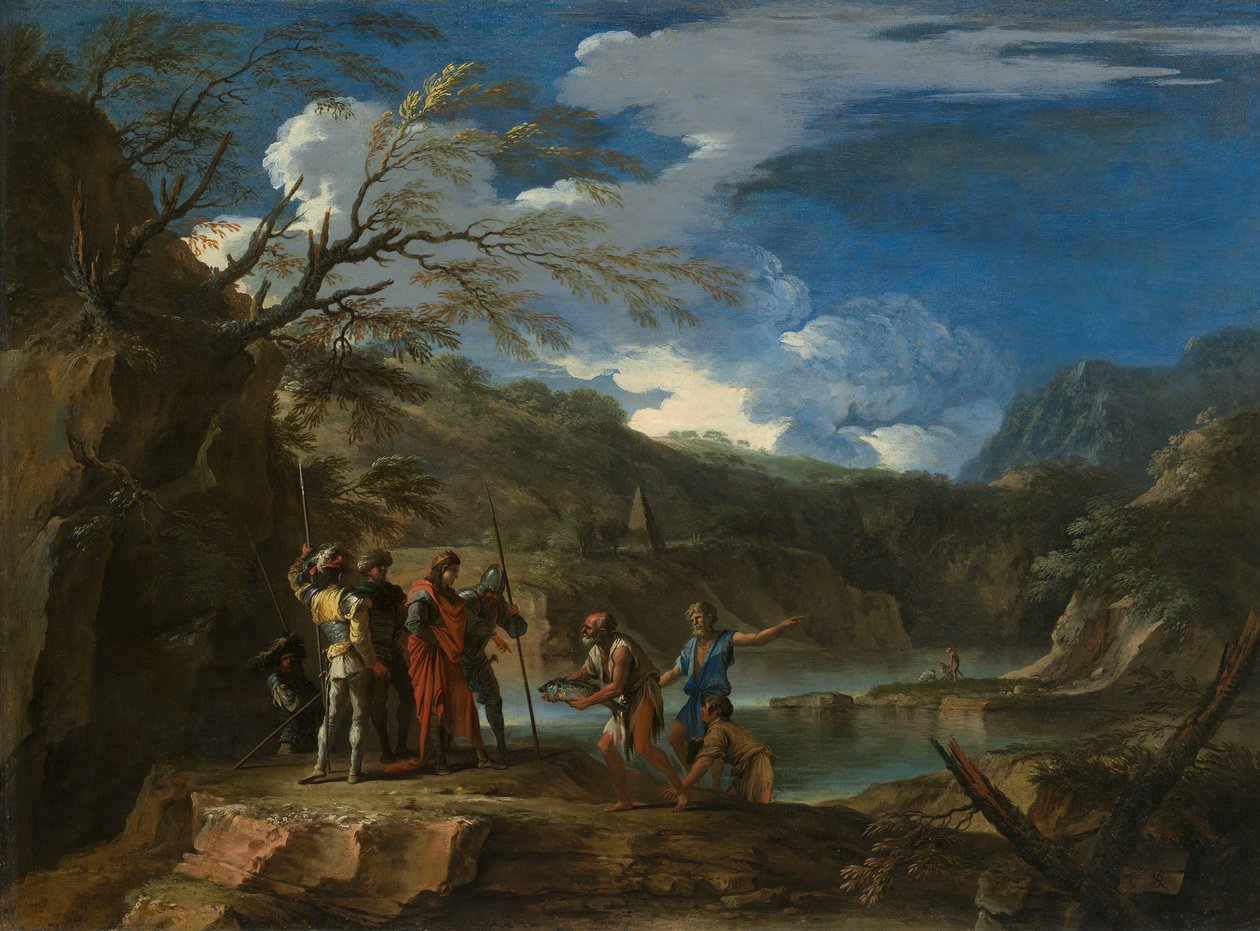 Polykratész és a halász c. 1664. alkotó: Salvator Rosa