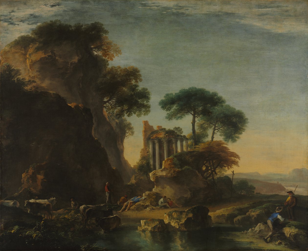 Romok egy sziklás tájon alkotó: Salvator Rosa